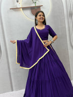 Rayon Cotton Mirror Work Lehenga Set | Tulip Designer