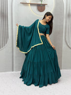 Rayon Cotton Mirror Work Lehenga Set | Tulip Designer