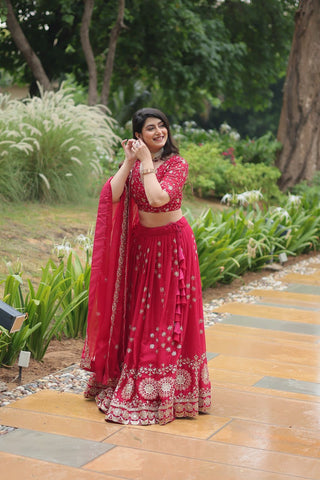 Pink Designer Sequins Embroidered Work Wedding Lehenga Choli