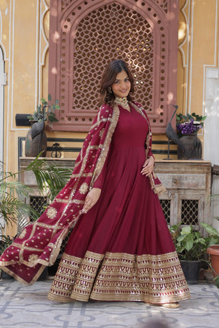 Premium Star Georgette with Embroidery Zari Sequins work Gown