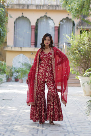 Premium Designer Ready Made Top-Gharara-Dupatta Collection