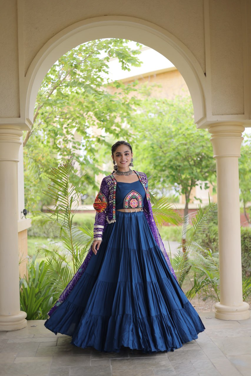 Rayon Bandhani kutchi Lehenga Shrug Set | Tulip Designer
