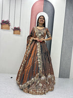 Wedding Glass Silk Embroidered Lehenga Set | Tulip Designer