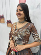 Wedding Glass Silk Embroidered Lehenga Set | Tulip Designer