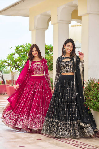 Gorgeous Embroidered Georgette Wedding Wear Lehenga Choli