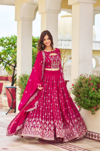 Gorgeous Embroidered Georgette Wedding Wear Lehenga Choli