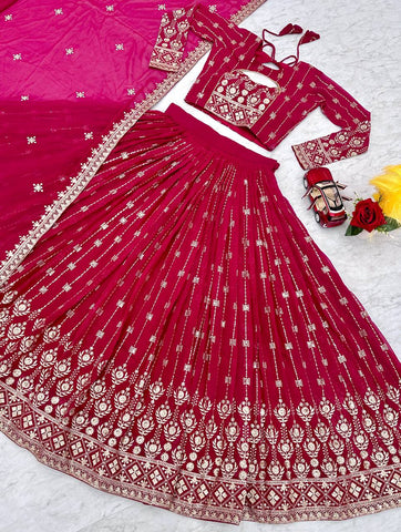 Gorgeous Embroidered Georgette Wedding Wear Lehenga Choli