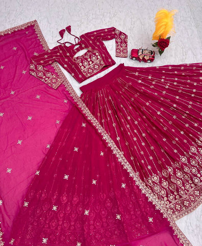 Gorgeous Embroidered Georgette Wedding Wear Lehenga Choli