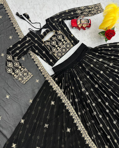 Gorgeous Embroidered Georgette Wedding Wear Lehenga Choli