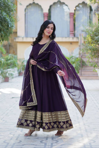 Faux Blooming Gown with Dupatta With Luxury Attractive Embroidered work