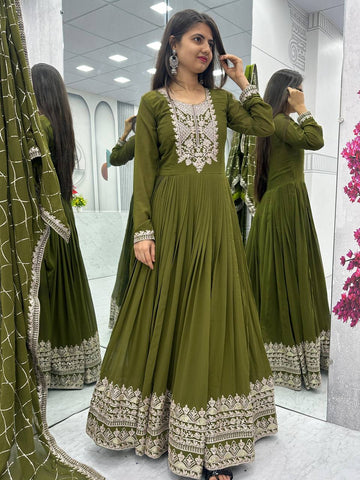 Heavy Fox Georgette Launching Partywear Gown & Dupatta