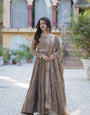 Khaki Color Star Georgette Fabrics and Designer Embroidered Dupatta With Attractive Lace Border