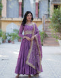 Light Purple Color Star Georgette Fabrics and Designer Embroidered Dupatta With Attractive Lace Border