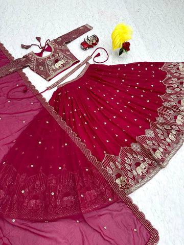 Faux Georgette Festive Ready to Wear Lehenga