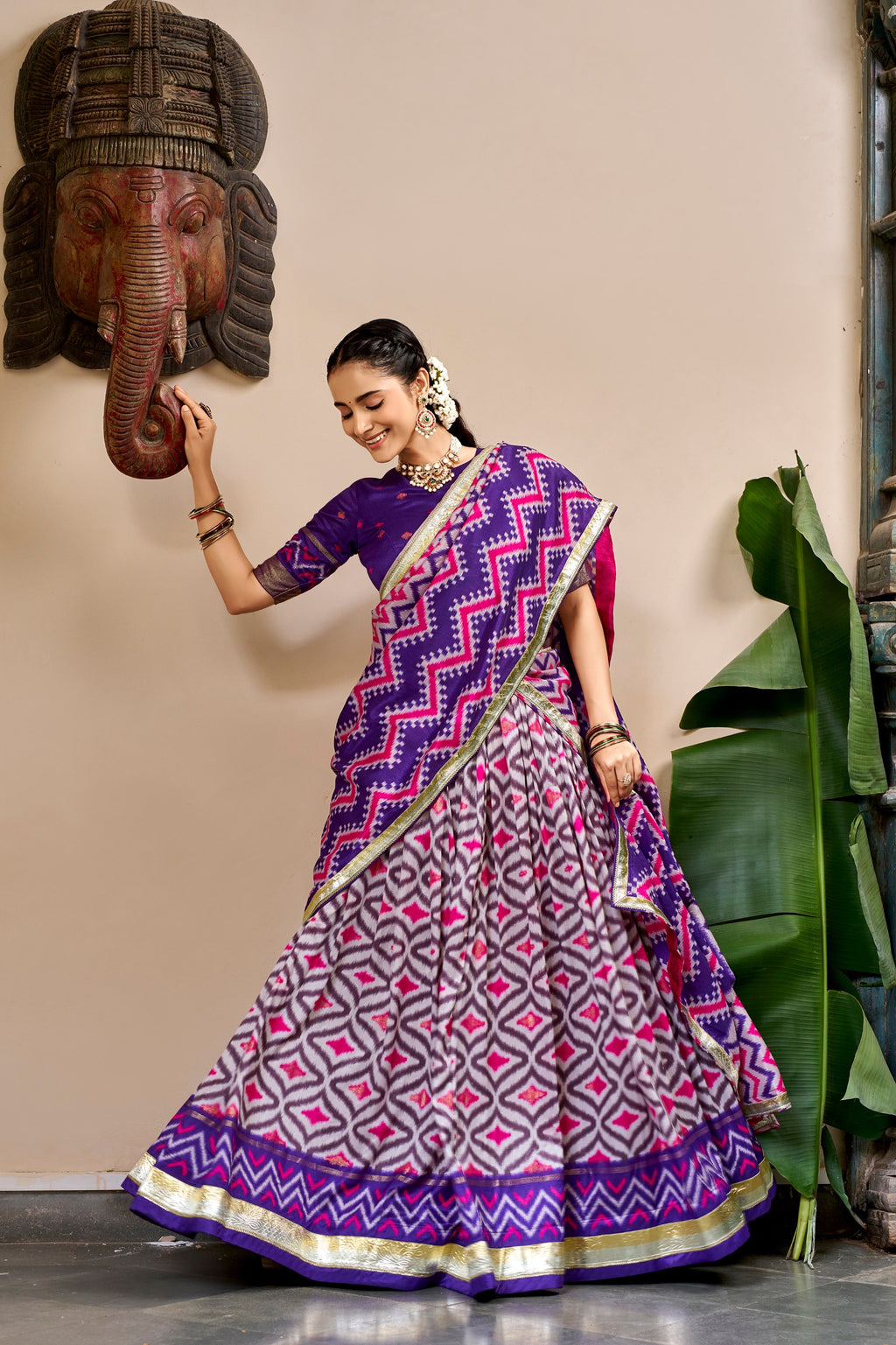 Navratri Special Embossed Lace Lehenga Set | Tulip Designer