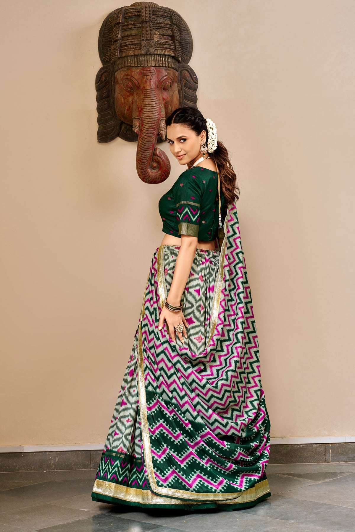 Navratri Special Embossed Lace Lehenga Set | Tulip Designer