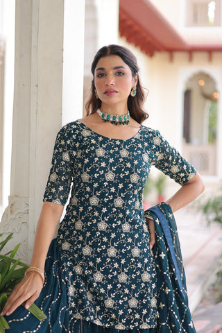 Premium Sequin Embroidered Georgette Sharara with Dupatta