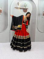 Festive Orange Cotton Print Mirror Lehenga Choli Set | Tulip Designer