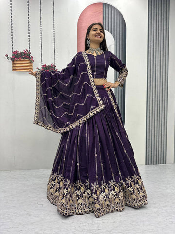 Vichitra Silk Heavy Embroidered Lehenga choli With Dupatta