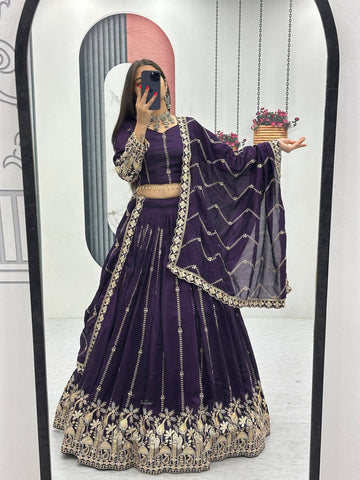 Vichitra Silk Heavy Embroidered Lehenga choli With Dupatta