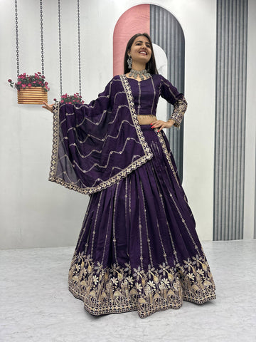 Vichitra Silk Heavy Embroidered Lehenga choli With Dupatta