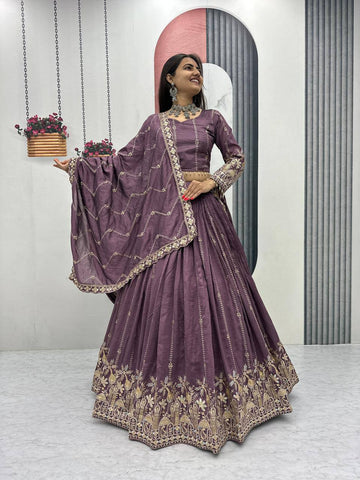 Vichitra Silk Heavy Embroidered Lehenga choli With Dupatta