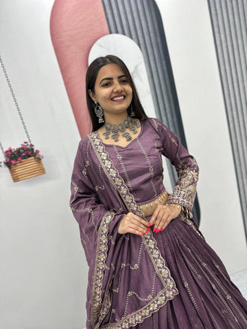 Vichitra Silk Heavy Embroidered Lehenga choli With Dupatta