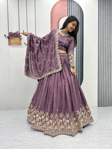 Vichitra Silk Heavy Embroidered Lehenga choli With Dupatta