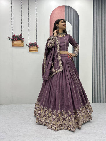 Vichitra Silk Heavy Embroidered Lehenga choli With Dupatta