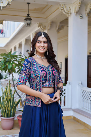 Premium Festival Vichitra Embroidered Lehenga Choli with Koti