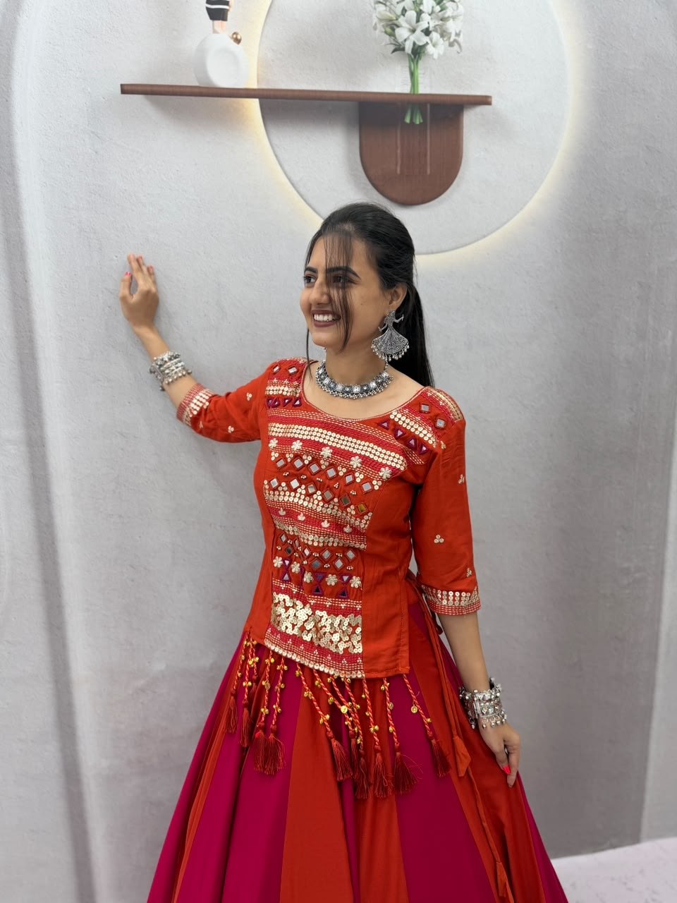 Stunning Cotton Ribbon Work Lehenga Choli For Navratri | Tulip Designer