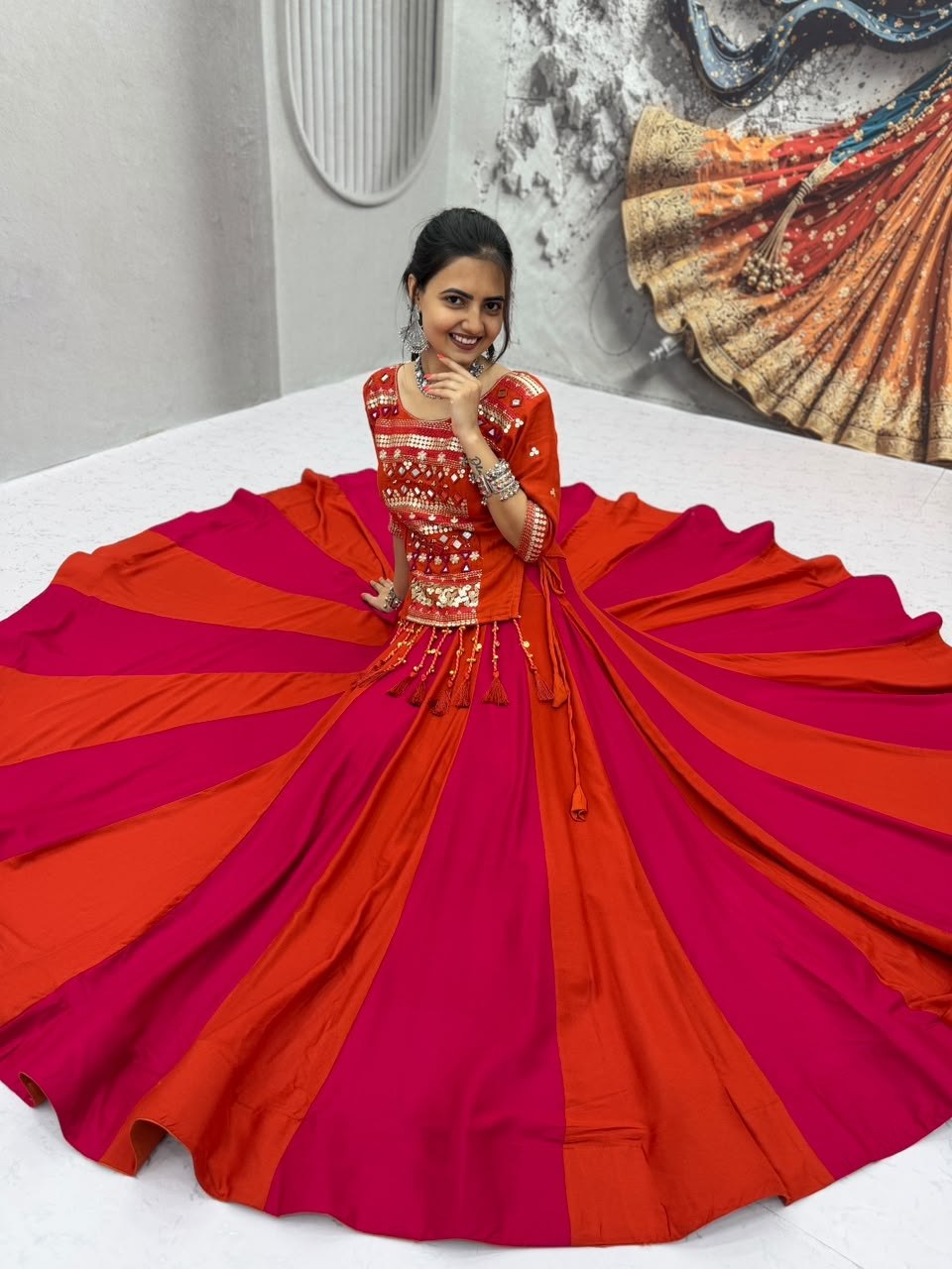 Stunning Cotton Ribbon Work Lehenga Choli For Navratri | Tulip Designer