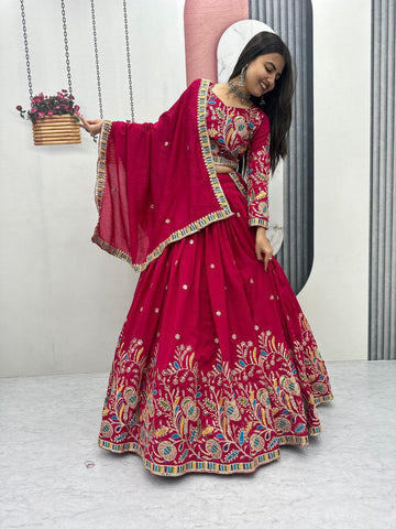 Heavy Embroidery Pure Vichitra Silk Festival Lehenga Choli