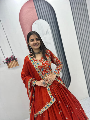 Heavy Embroidery Pure Vichitra Silk Festival Lehenga Choli