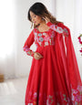 Pink Pure Soft Organza Silk Anarkali Suit with Dupatta & Pant