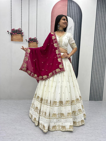 Pure Chinon Heavy Embroidered Festival Lehenga Choli Set