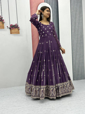 New Faux Georgette Party wear Gown & Dupatta Set