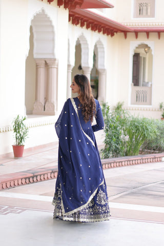 Elegant Sequins Embroidered Gown with Dupatta