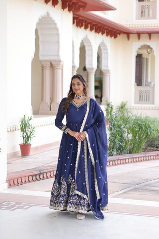 Elegant Sequins Embroidered Gown with Dupatta