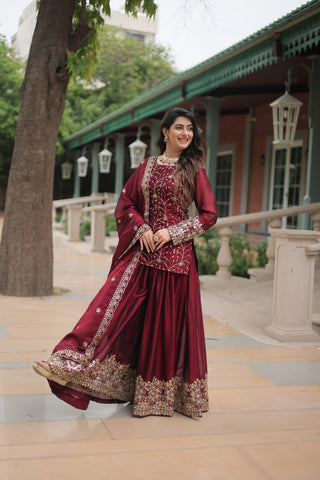 Stunning Sequins Thread Embroidered Work Wedding Suit Set