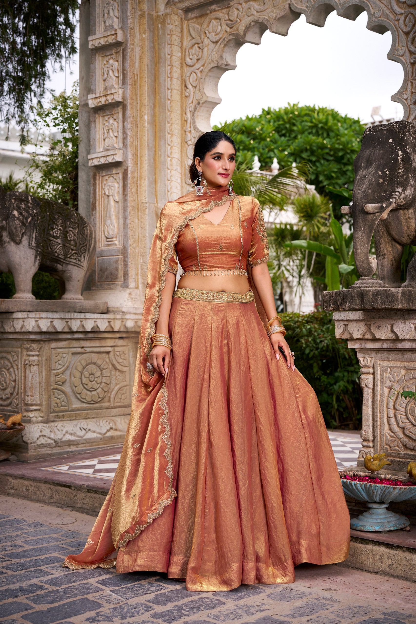 Festive Wear Fendi Thread Embroidered Lehenga Set for Women