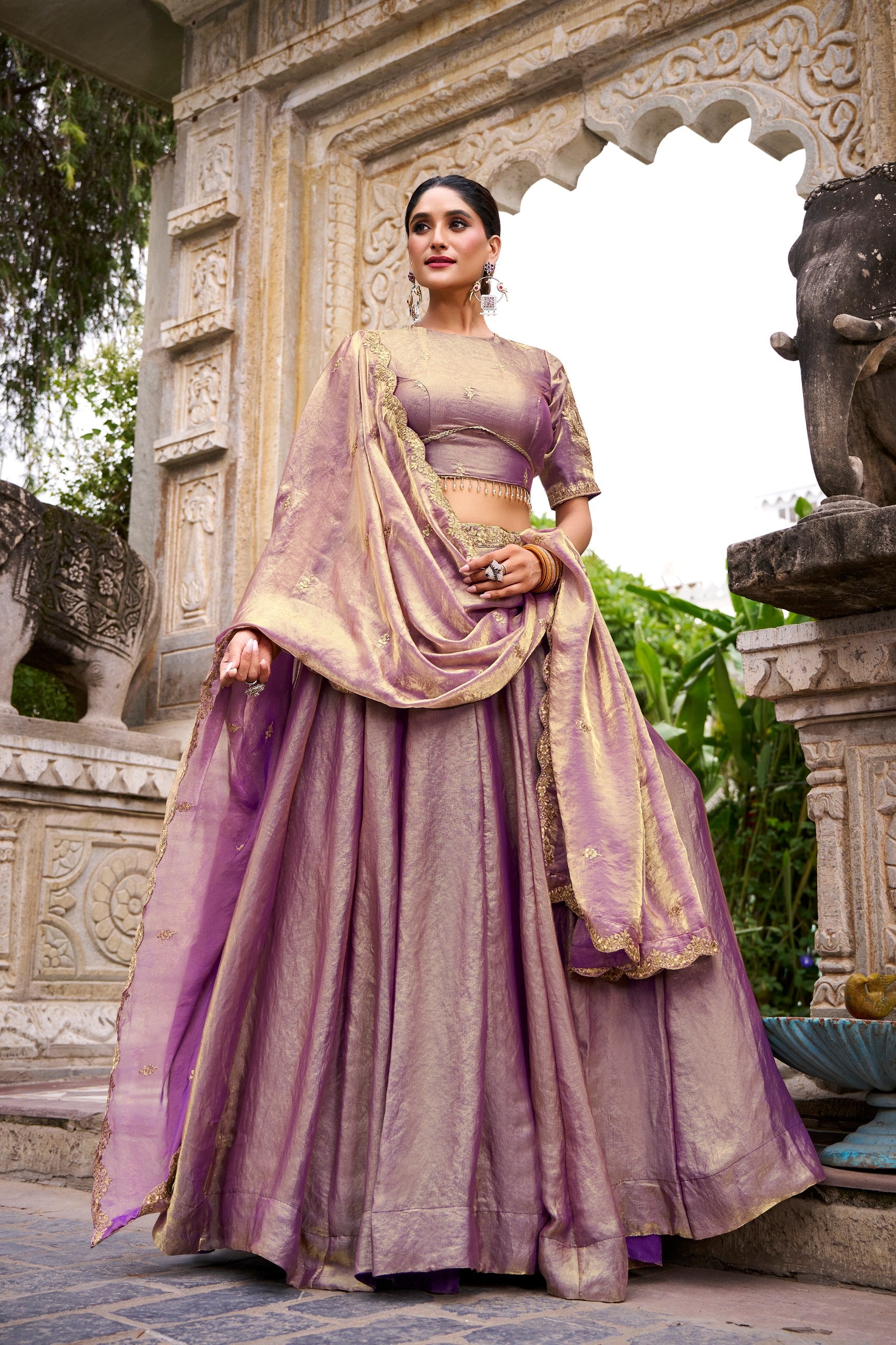 Festive Wear Fendi Thread Embroidered Lehenga Set for Women