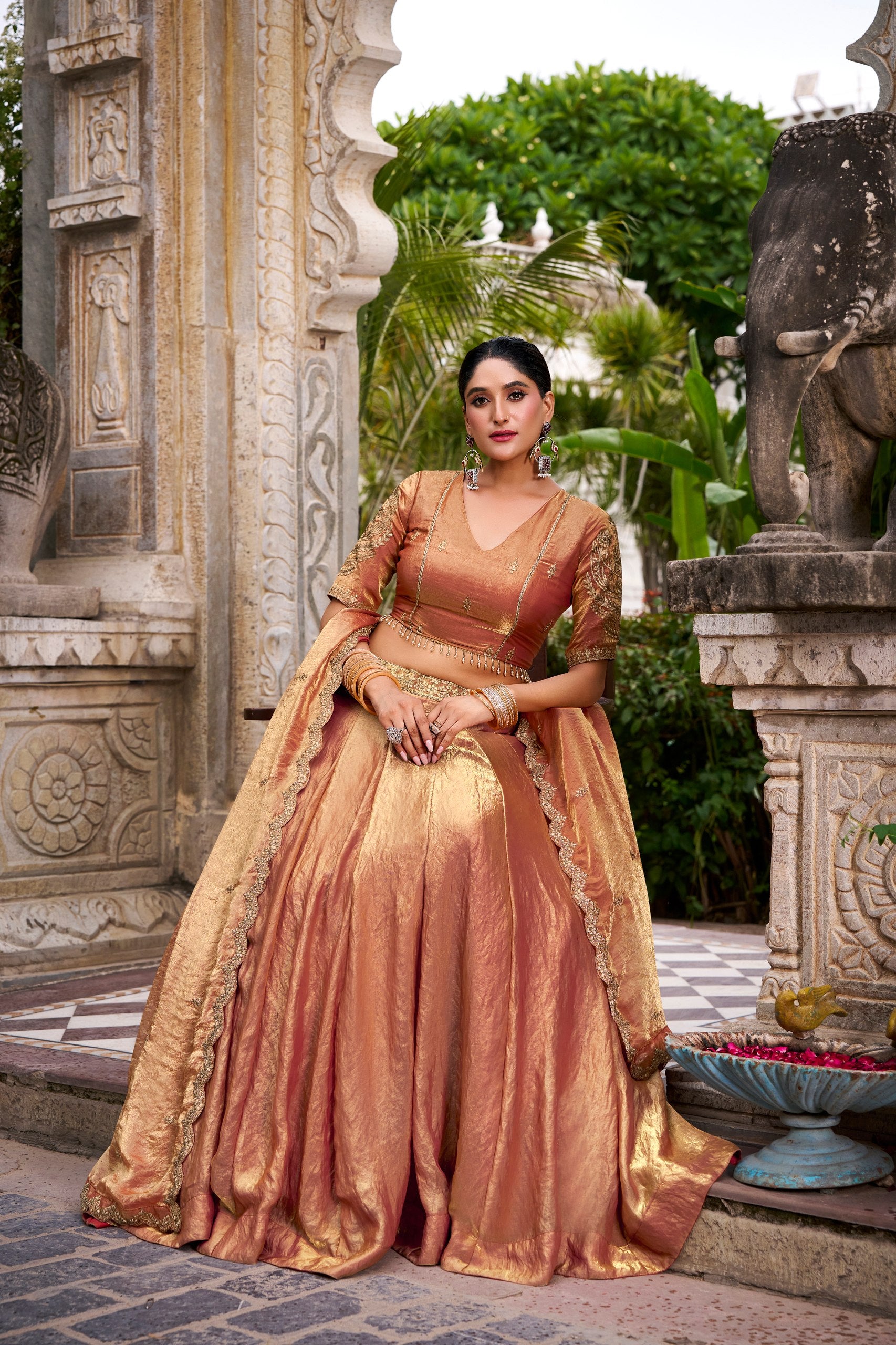Festive Wear Fendi Thread Embroidered Lehenga Set for Women