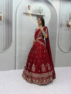 Wedding Vichitra Silk Embroidered Lehenga Set | Tulip Designer