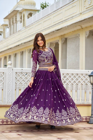 Fancy Georgette Embroidery Sequence Lehenga Choli