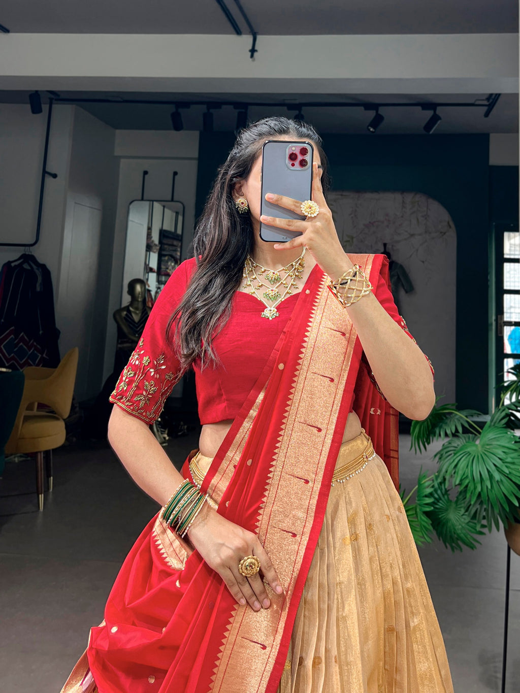 Classic Kanchipuram Silk Zari Work Lehenga with Jacquard Dupatta