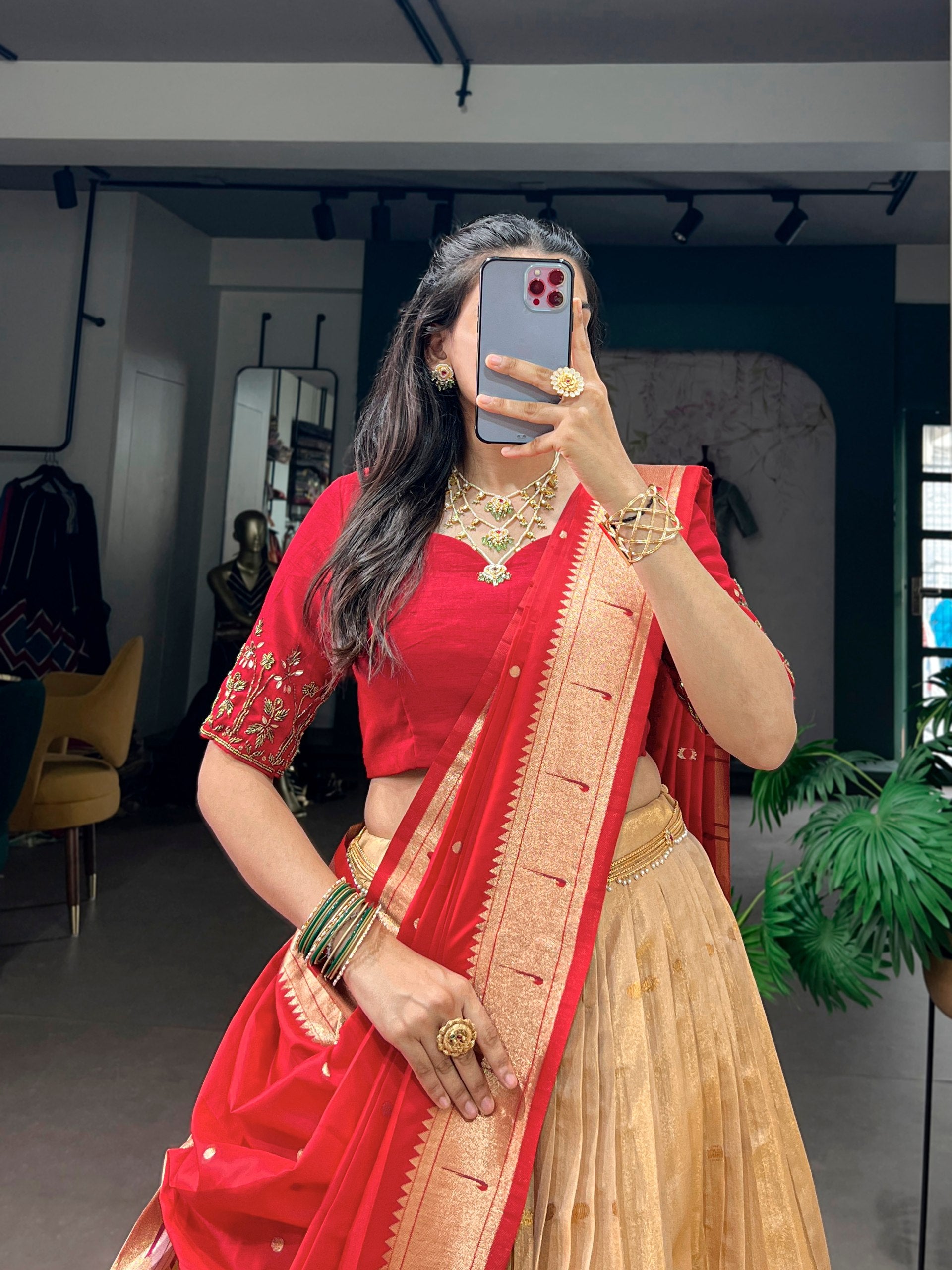 Classic Kanchipuram Silk Zari Work Lehenga with Jacquard Dupatta