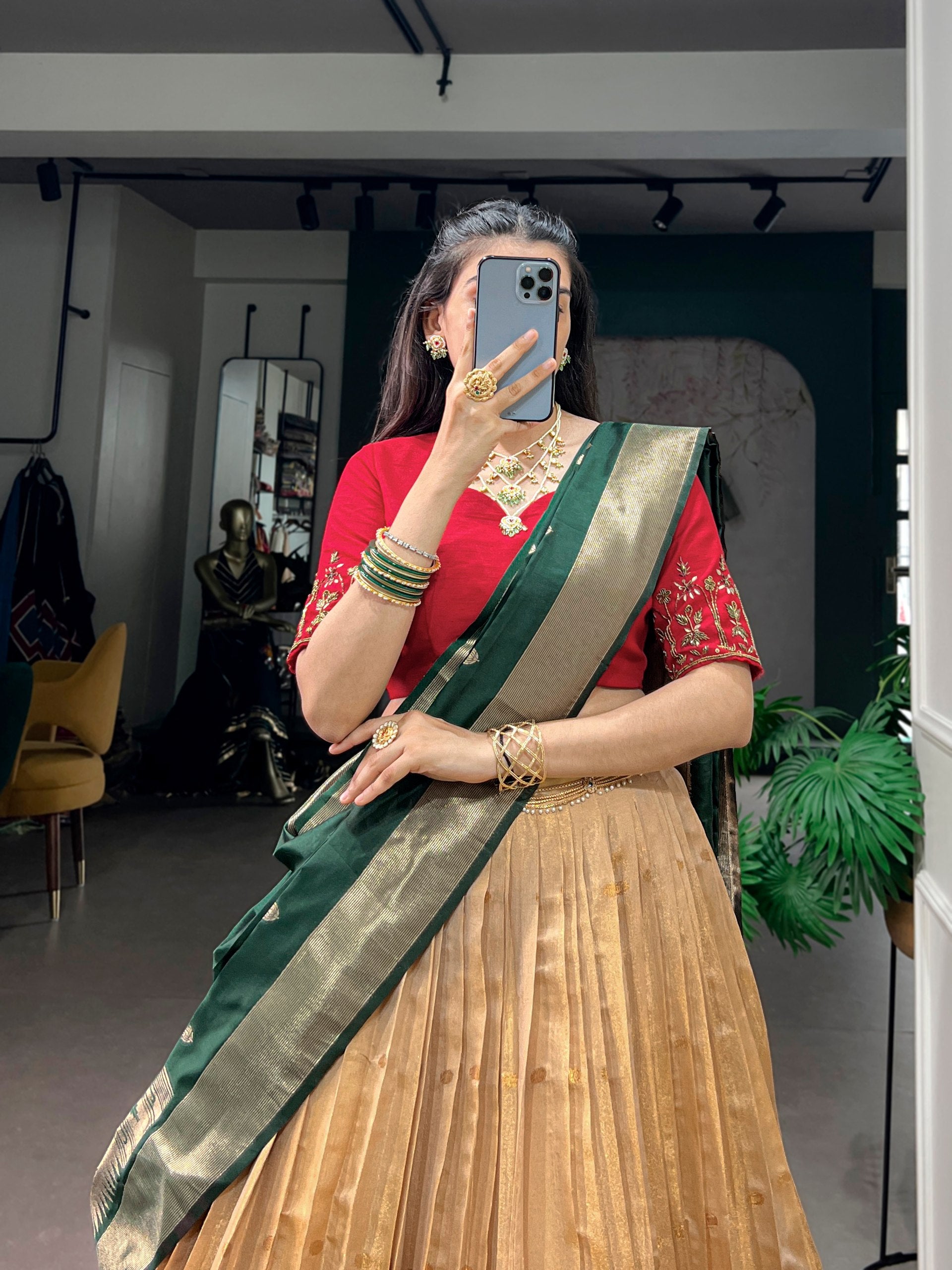 Classic Kanchipuram Silk Zari Work Lehenga with Jacquard Dupatta