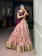 Traditional Tasar Silk Printed Lehenga Set | Tulip Designer