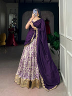 Traditional Tasar Silk Printed Lehenga Set | Tulip Designer
